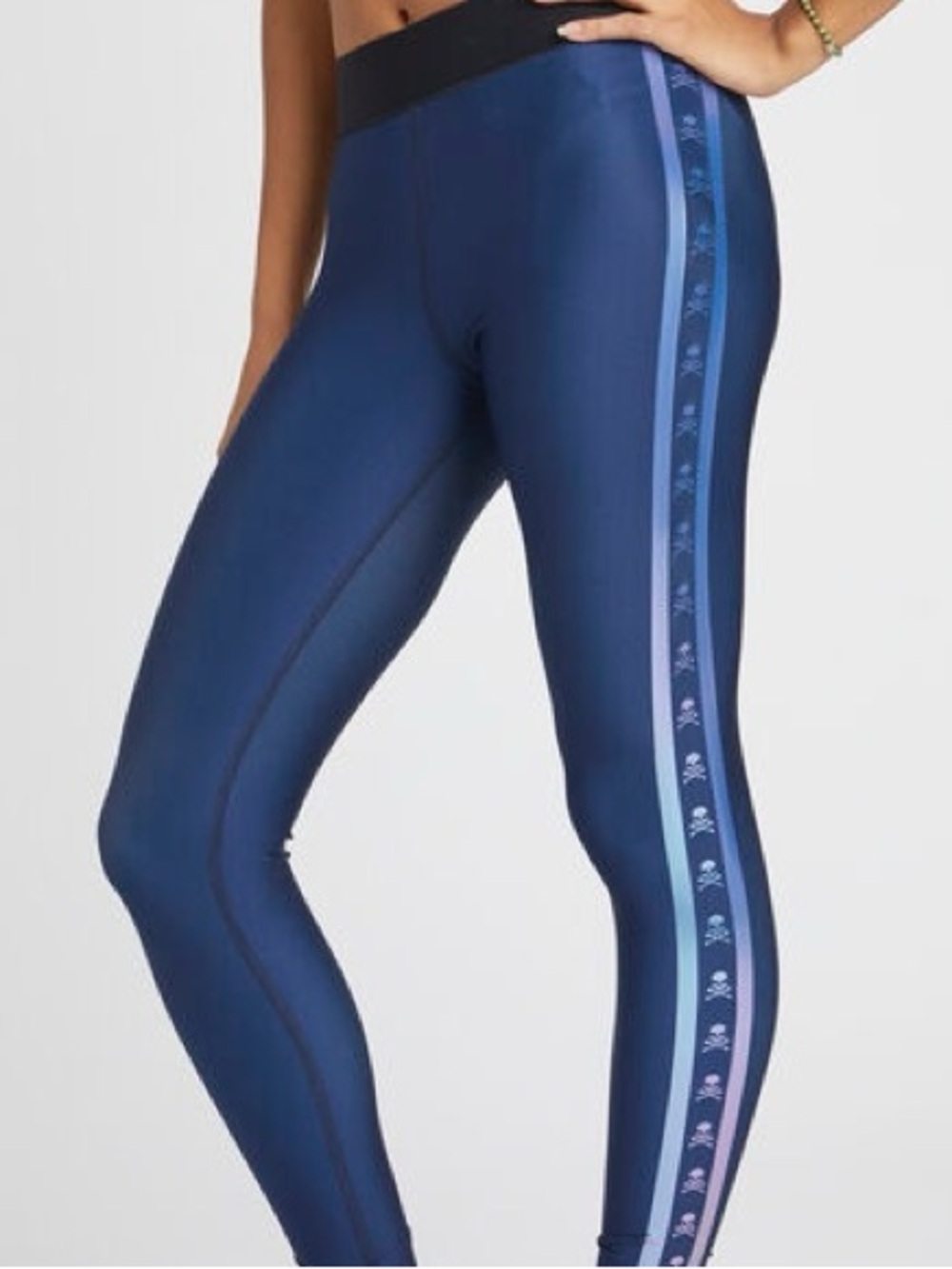 Ultracor x Soulcycle Double Stripe Skull Leggings Blue
